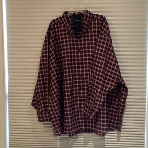 Relaxed Fit Plaid Button-Down Shirt - Burgundy